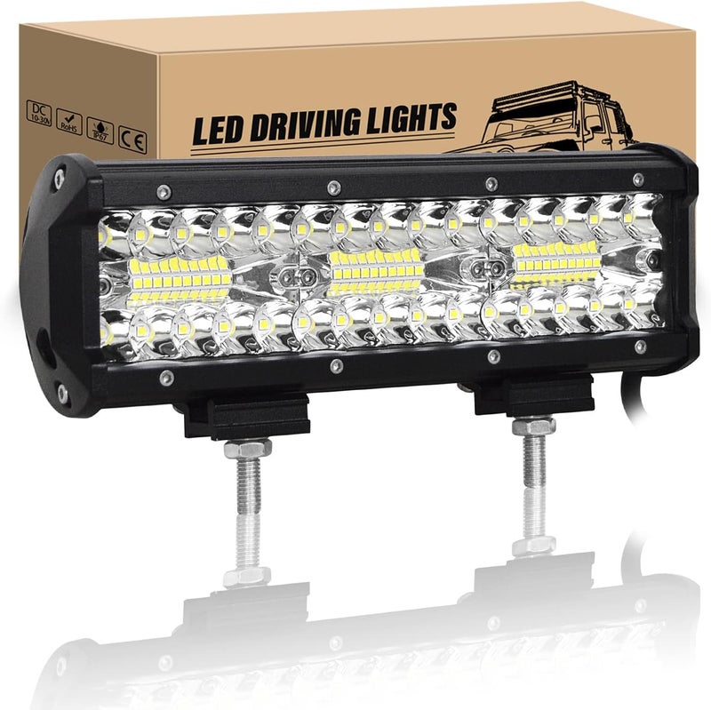 RIGIDON 9Inch LED Light Bar 180W Triple Row Flood Spot Combo 18,000LM Waterproof Off Road Lights - Image 1
