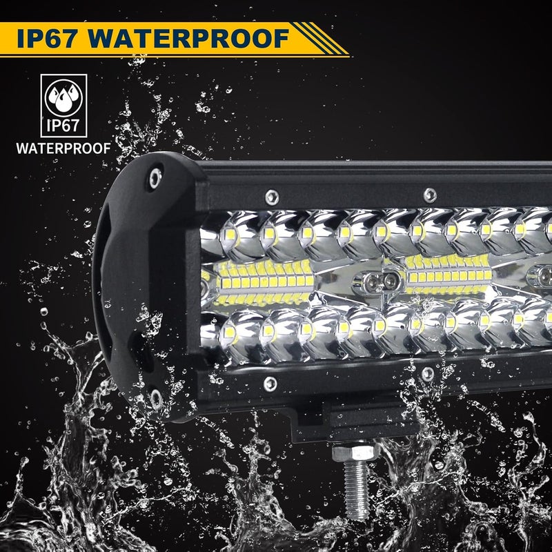 RIGIDON 9Inch LED Light Bar 180W Triple Row Flood Spot Combo 18,000LM Waterproof Off Road Lights - Image 4