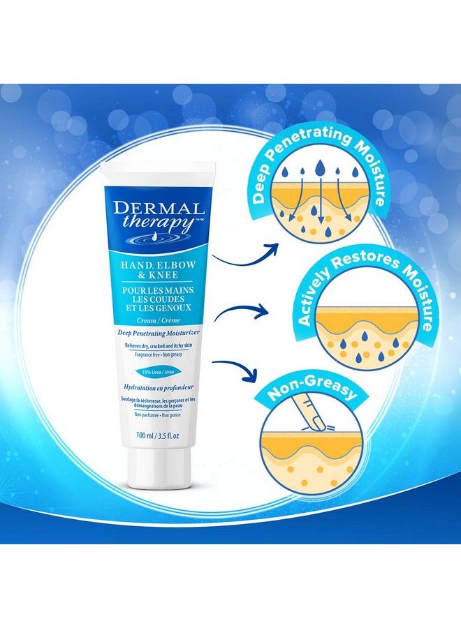 Hand Elbow Knee Cream Hydrating Treatment Relieves Dry Cracked Itchy Skin Resulting From Frequently Washedcleaned Hand 15%Urea And 6%Alpha Hydroxy Acids 3.5 Fl. Oz
