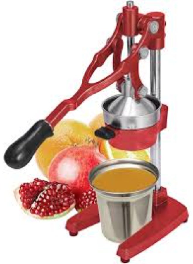 Commercial Grade Citrus Juicer Professional Hand Press Manual Fruit Juicer Orange Juice Squeezer for Lemon Lime Pomegranate (Red Cast Iron/Stainless Steel) - Image 4