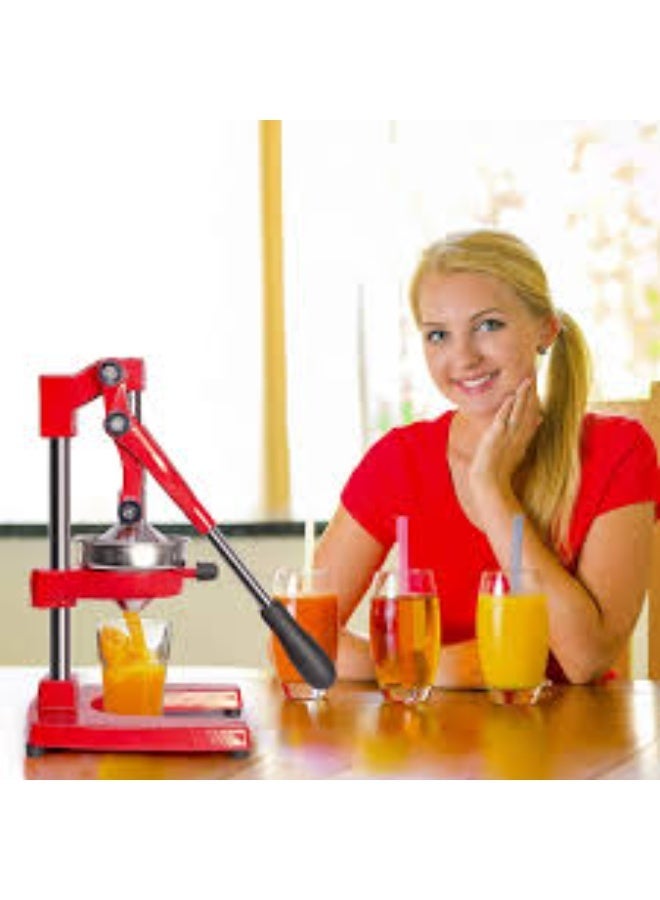 Commercial Grade Citrus Juicer Professional Hand Press Manual Fruit Juicer Orange Juice Squeezer for Lemon Lime Pomegranate (Red Cast Iron/Stainless Steel) - Image 1