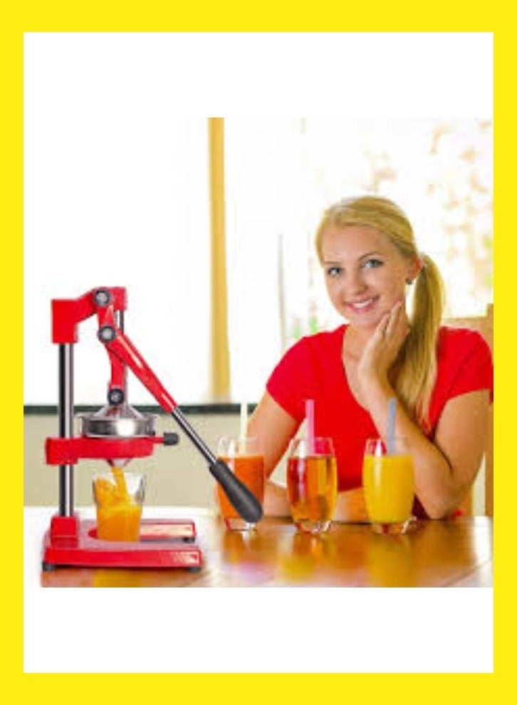 Commercial Grade Citrus Juicer Professional Hand Press Manual Fruit Juicer Orange Juice Squeezer for Lemon Lime Pomegranate (Red Cast Iron/Stainless Steel) - Image 3