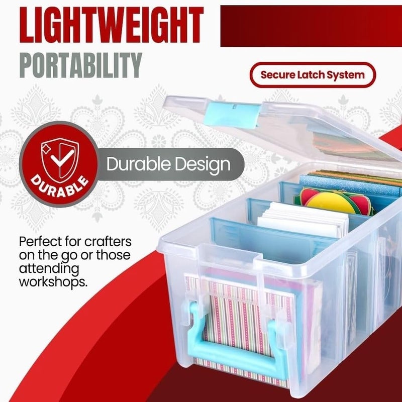 ArtBin 6925AA Semi Satchel with Removable Dividers, Portable Art & Craft Organizer with Handle, [1] Plastic Storage Case, Clear with Aqua Accents - Image 5
