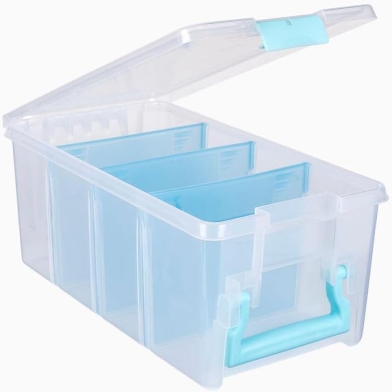 ArtBin 6925AA Semi Satchel with Removable Dividers, Portable Art & Craft Organizer with Handle, [1] Plastic Storage Case, Clear with Aqua Accents - Image 3