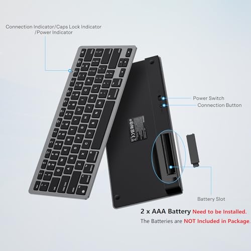 OMOTON UltraSlim Wireless Keyboard for Mac Stable Bluetooth Connection Ergonomic Tilt Angel Auto Sleep Energy Saving Portable for Business Trip Travel Compatible with MacOS 1010 Black Grey - Image 3