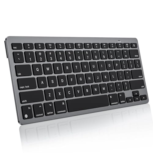 OMOTON UltraSlim Wireless Keyboard for Mac Stable Bluetooth Connection Ergonomic Tilt Angel Auto Sleep Energy Saving Portable for Business Trip Travel Compatible with MacOS 1010 Black Grey - Image 1