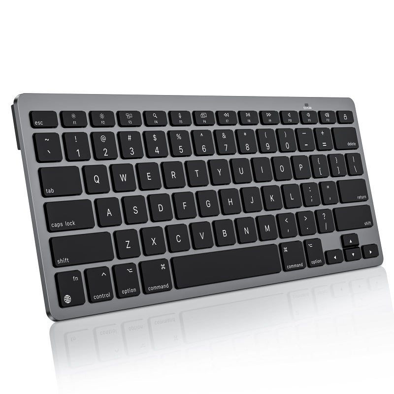 OMOTON UltraSlim Wireless Keyboard for Mac Stable Bluetooth Connection Ergonomic Tilt Angel Auto Sleep Energy Saving Portable for Business Trip Travel Compatible with MacOS 1010 Black Grey - Image 2