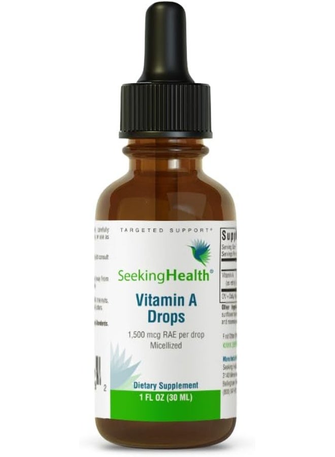 Seeking Health Vitamin A Drops, 1507 mcg of Liquid Vitamin A for Immune System and Prenatal Health, Eye and Skin Health, Vegan and Vegetarian, 30 ml (600 Servings) - Image 1