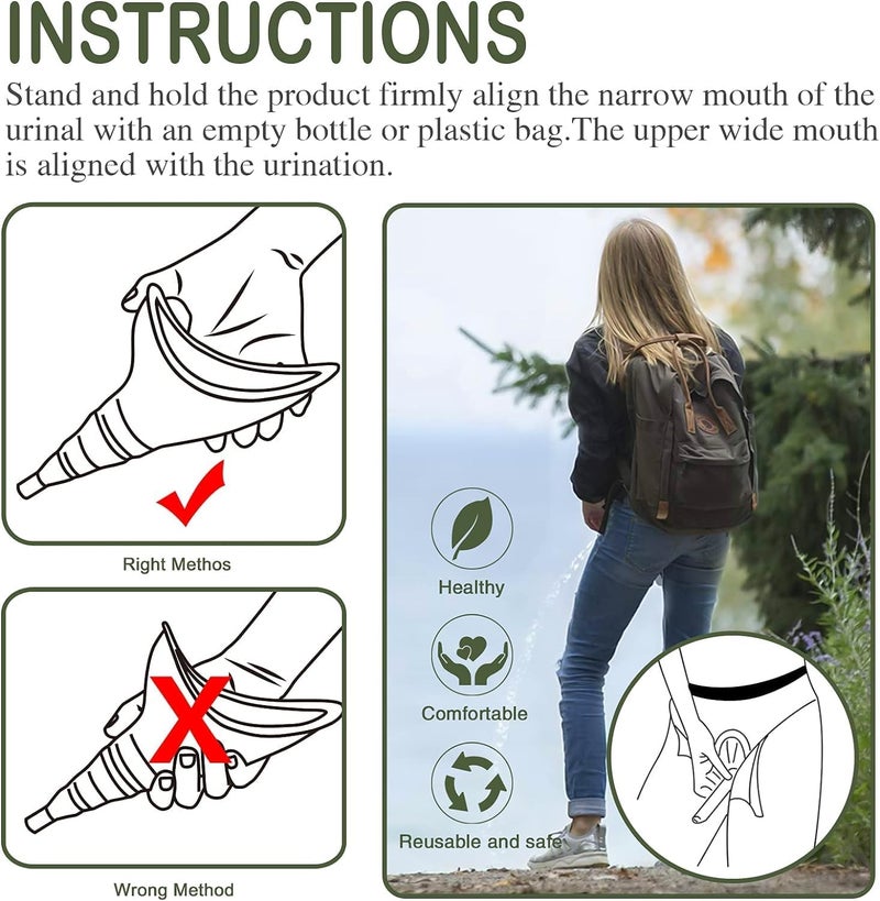 Sunany Store Female Urination Device, Reusable Female Urinal Silicone Women Pee Funnel Allows Women to Pee Standing Up, The Perfect Companion for Camping,Outdoor,Travel（Fuchsia） - Image 4