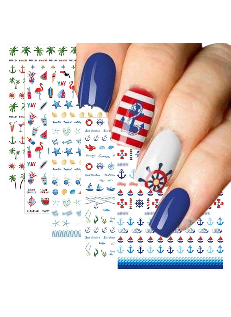 TailaiMei - TailaiMei Summer Nail Decals Stickers, Self-Adhesive DIY Design Nail Art Decorations (12 Sheets) - Image 1
