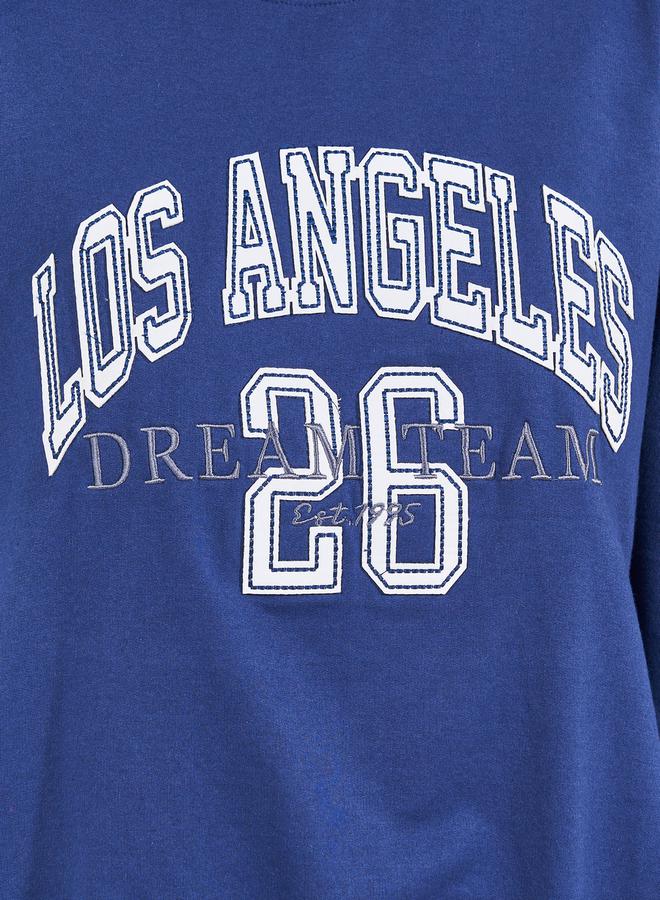 ستايلي سويت شيرت مطبع بكتابة مع قصة عادية - Image 3