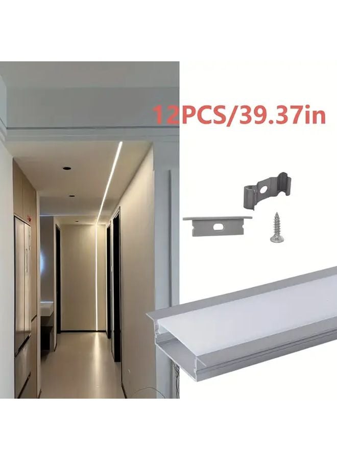 12 قطعة نظام إضاءة المسار LED على شكل حرف U من الألومنيوم بطول 100 سم مع ظلال بياء من البولي كربونات ومقابس جانبية - Image 5