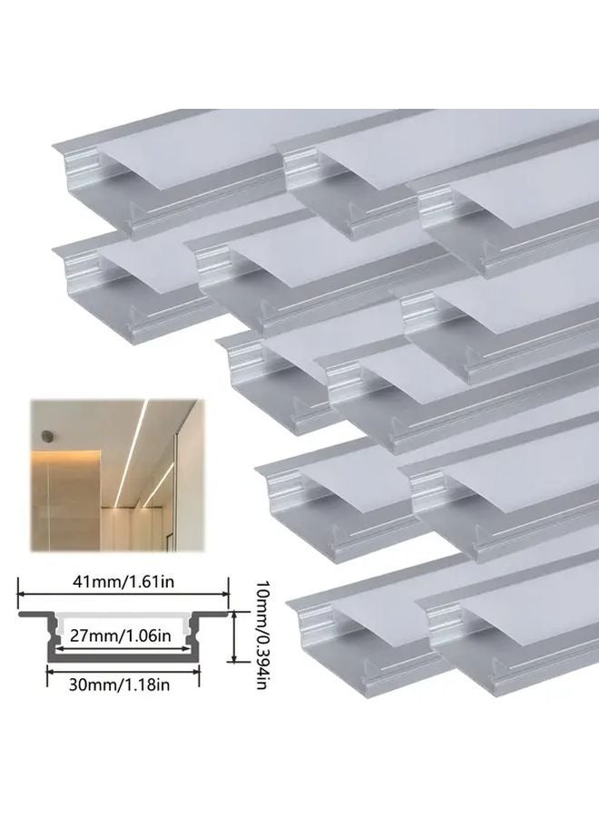 12 قطعة نظام إضاءة المسار LED على شكل حرف U من الألومنيوم بطول 100 سم مع ظلال بياء من البولي كربونات ومقابس جانبية - Image 2
