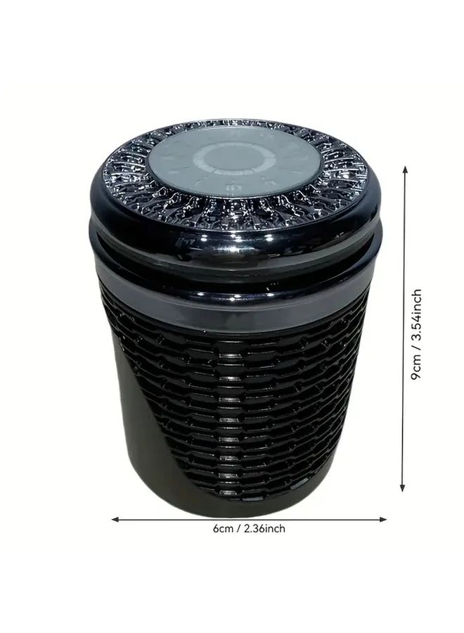 صندوق سجائر سيارات محمول أسود مع ضوء LED وحامل معدني قابل للفصل يعمل بالبطارية - Image 2