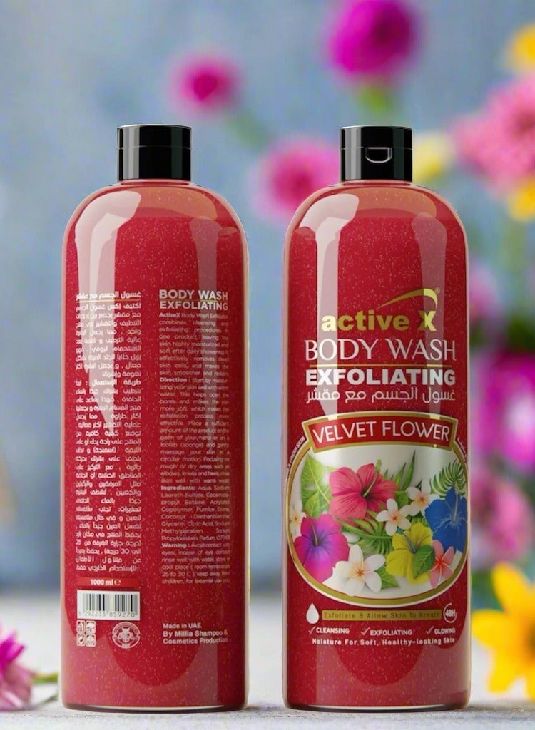 Activex Exfoliating Body Wash 1000 ml – Velvet Flower Scent - Image 2