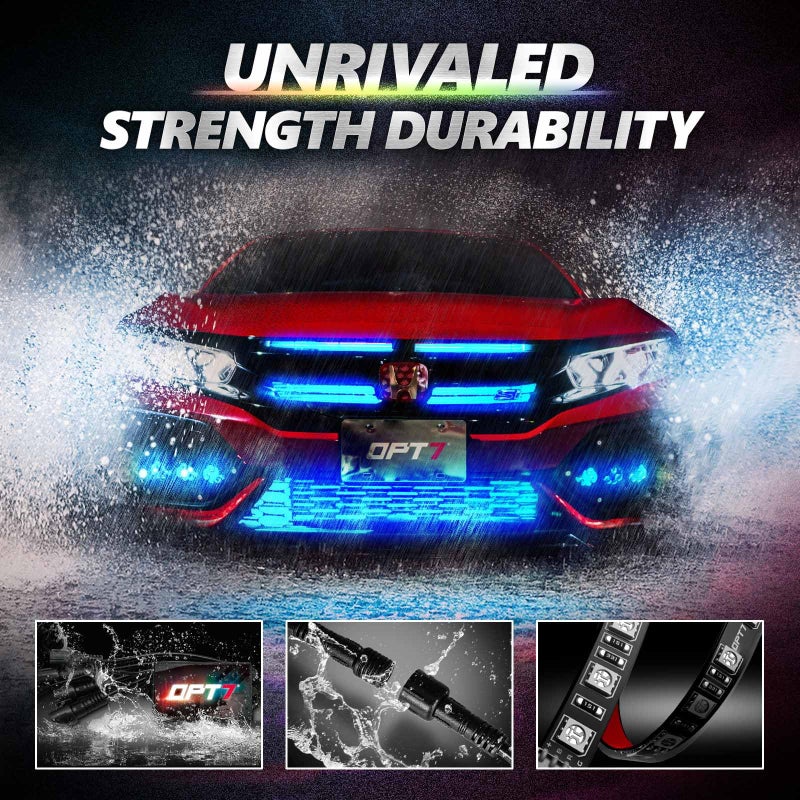 OPT7 Aura Pro RGB LED Grille Lights with App & Remote Control, 4pcs 12" Light Strips, Waterproof Front Grill Valence, Music Sync, Multi-Color Exterior Lighting Kit, Universal for Cars Trucks Vans SUV - Image 5