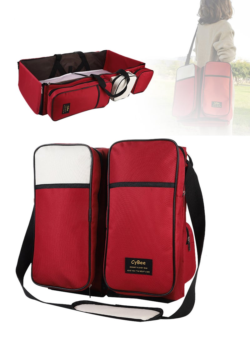 GOOTOY Portable And Foldable Mommy Backpack,Multifunctional Handbag Can Turn Into Baby Crib Bed