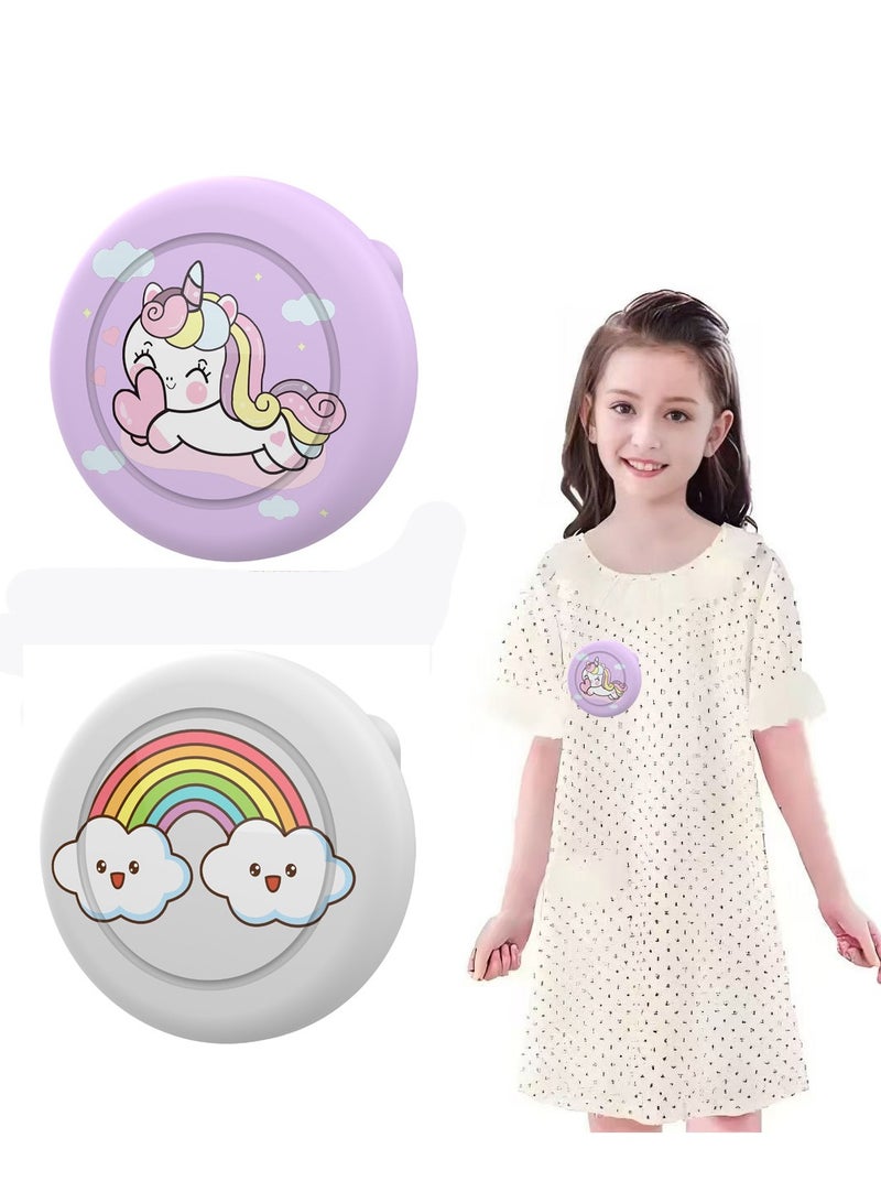 إينوشا غلاف AirTag مخفي وآمن للأطفال بمشبك - 2 قطعة من السيليكون مطبوع برسوم كرتونية - Image 1