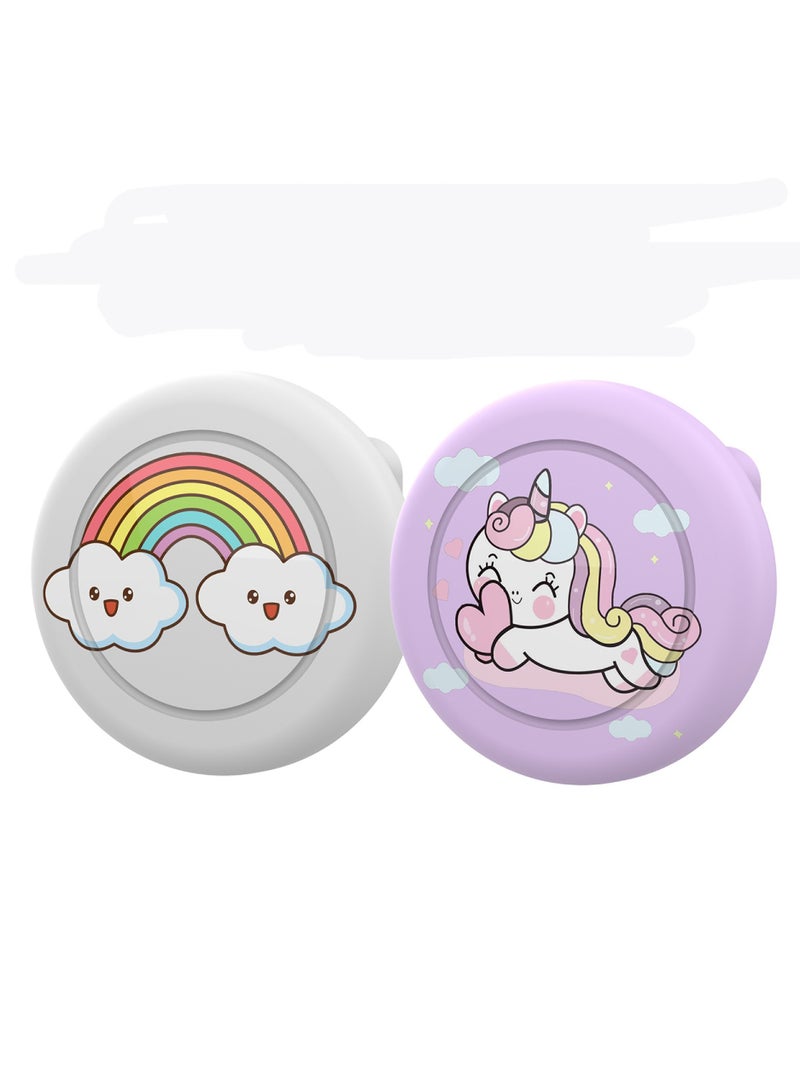 إينوشا غلاف AirTag مخفي وآمن للأطفال بمشبك - 2 قطعة من السيليكون مطبوع برسوم كرتونية - Image 4