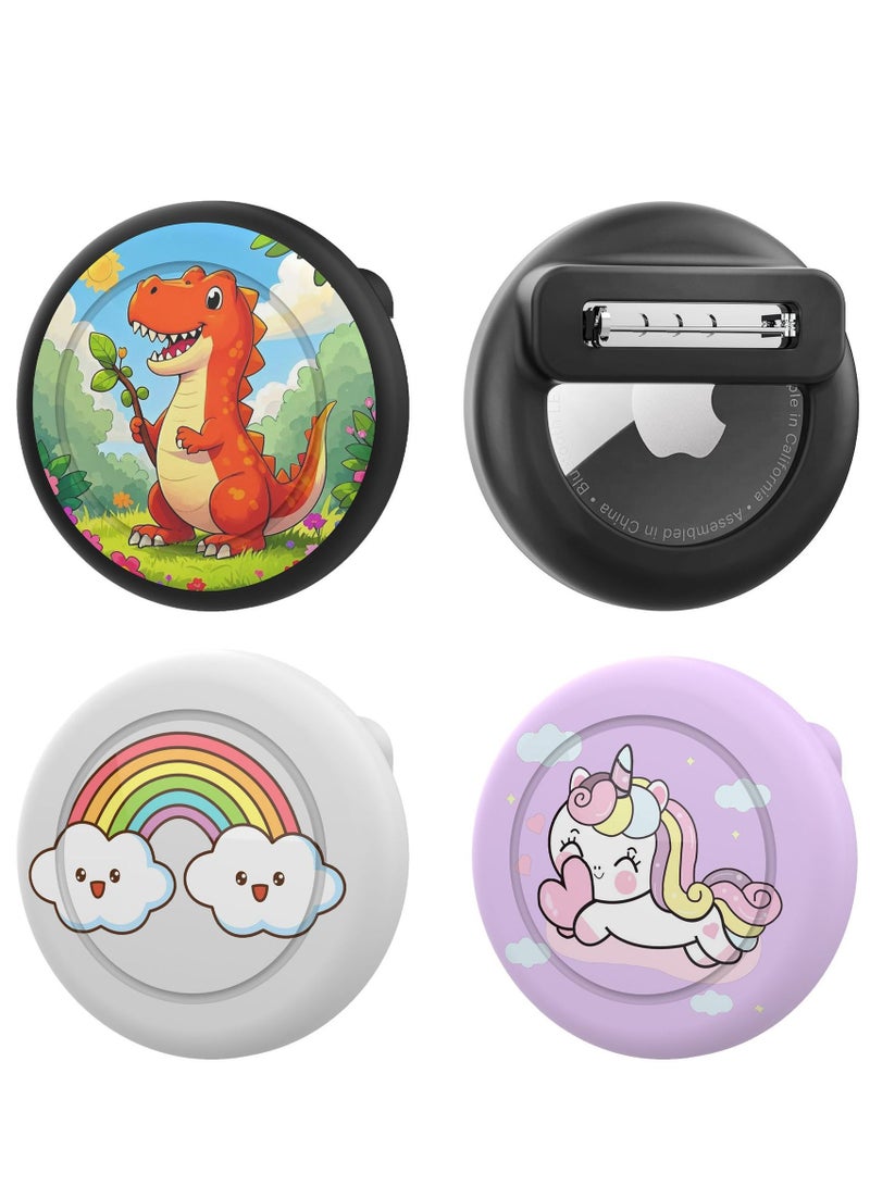 إينوشا غلاف AirTag مخفي وآمن للأطفال بمشبك - 2 قطعة من السيليكون مطبوع برسوم كرتونية - Image 5