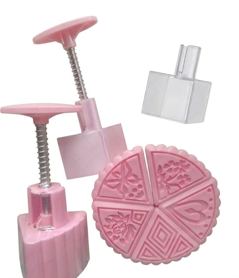 Generic Cookie and Maamoul Press with Spring, 5-Piece Plastic Shapes, Pink, .sg - Image 3