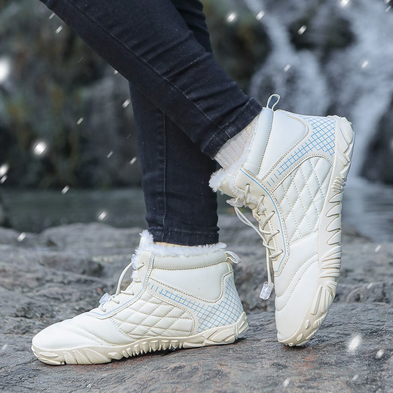 Five-Finger Cotton Shoes Non-Slip Couple''s Hiking Shoes Warm Mid-top Wear-resistant Boots for Men and Women Outdoor Cold Hiking Shoes - Image 2
