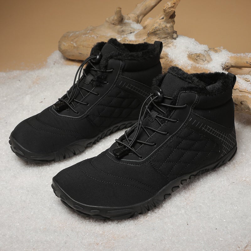 Five-Finger Cotton Shoes Non-Slip Couple''s Hiking Shoes Warm Mid-top Wear-resistant Boots for Men and Women Outdoor Cold Hiking Shoes - Image 5