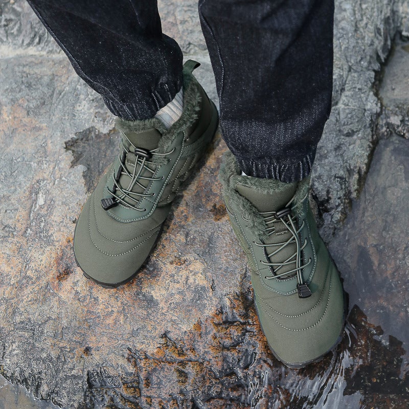 Five-Finger Cotton Shoes Non-Slip Couple''s Hiking Shoes Warm Mid-top Wear-resistant Boots for Men and Women Outdoor Cold Hiking Shoes - Image 4