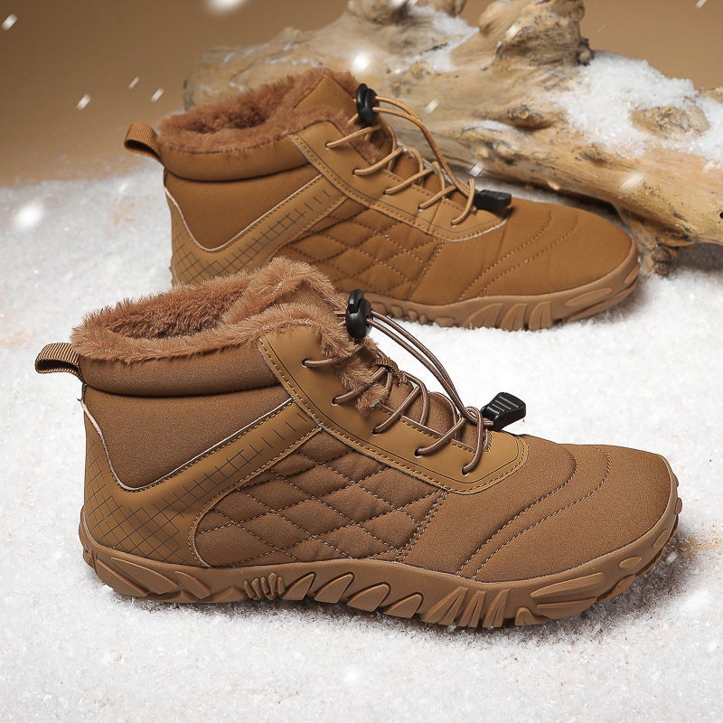 Five-Finger Cotton Shoes Non-Slip Couple''s Hiking Shoes Warm Mid-top Wear-resistant Boots for Men and Women Outdoor Cold Hiking Shoes - Image 3