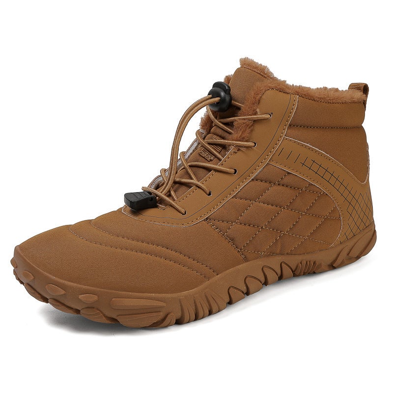 Five-Finger Cotton Shoes Non-Slip Couple''s Hiking Shoes Warm Mid-top Wear-resistant Boots for Men and Women Outdoor Cold Hiking Shoes - Image 1