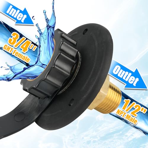 Himaweek RV Water Inlet Connection City Water Fill Inlet Flange Brass with Check Valve RV Water Hose Connector City Water Fill Flange City Water Hookup for Camper Black - Image 3