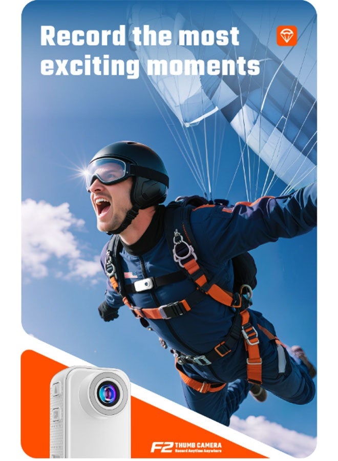 نيوترل كاميرا حركة محمولة 2K، شاشة 1.47 بوصة، تسجيل بزاوية عريضة 130 درجة، مجموعة أدوات تصوير رياضي احترافية، كاميرا فائقة الصغر، بدون بطاقة ذاكرة (أسود) - Image 4