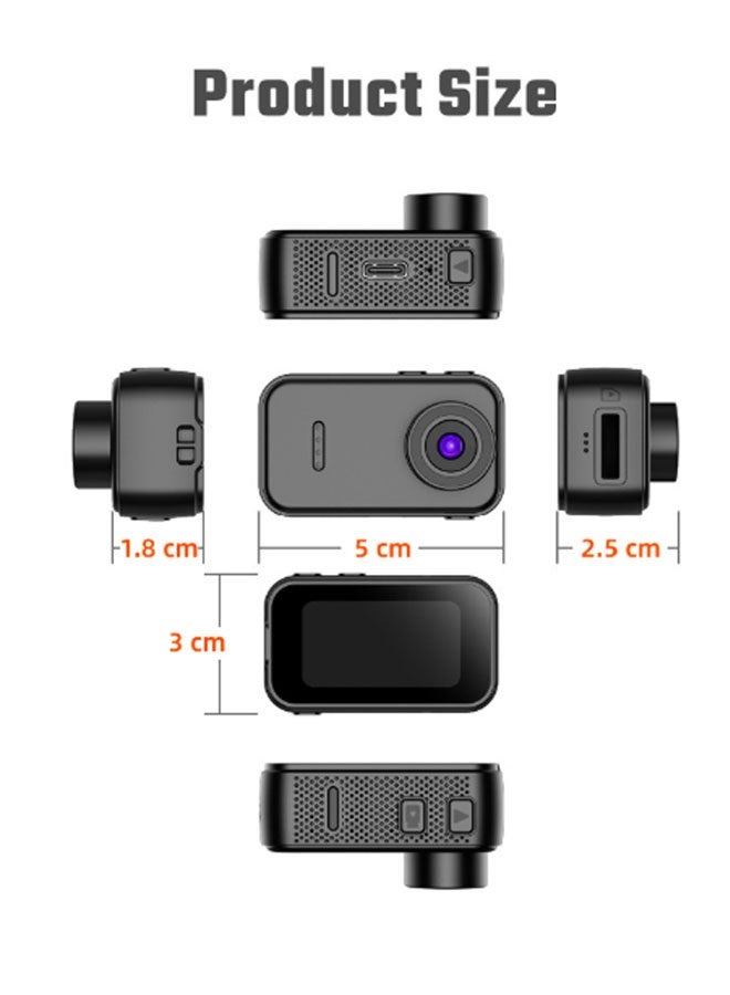 نيوترل كاميرا حركة محمولة 2K، شاشة 1.47 بوصة، تسجيل بزاوية عريضة 130 درجة، مجموعة أدوات تصوير رياضي احترافية، كاميرا فائقة الصغر، بدون بطاقة ذاكرة (أسود) - Image 2