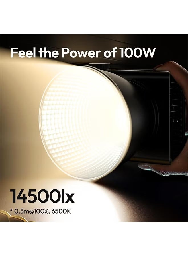 يولانزي مصابيح Ulanzi C01 COB بقوة 100 واط - تعمل بتقنية PD 3.0، إضاءة فيديو LED بنطاق ألوان 2700-6500 كلفن، سطوع 14500 لوكس، مؤشر تجسيد اللون 96+، تحكم بمقبض، تصميم صغير الحجم وخفيف الوزن (316.5 غرام)، شحن سريع من النوع C، مناسبة لإضاءة البورتريه/الاستوديو، حامل Mini Bowens - Image 3