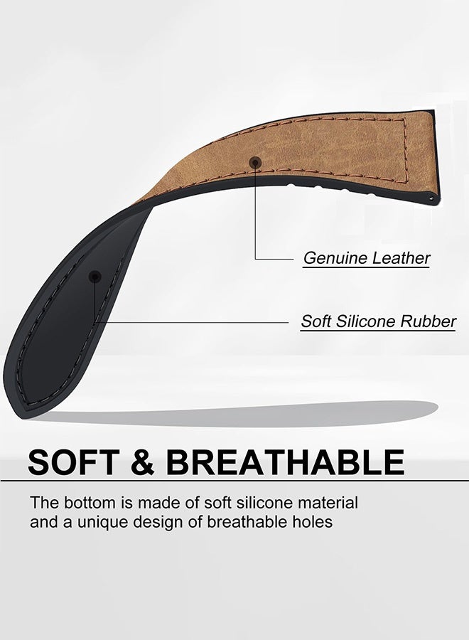 S-Color 20mm Leather Strap Compatible with Galaxy Watch 7 40/47mm/Watch 6 43/47mm/Galaxy Watch 5 Pro 45mm/Watch5 40/44mm/Watch 4 Replacement Band Compatible with Huawei GT2 GT3/42mm Dark Brown - Image 4