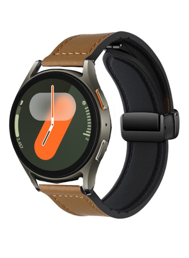 S-Color 20mm Leather Strap Compatible with Galaxy Watch 7 40/47mm/Watch 6 43/47mm/Galaxy Watch 5 Pro 45mm/Watch5 40/44mm/Watch 4 Replacement Band Compatible with Huawei GT2 GT3/42mm Dark Brown - Image 2
