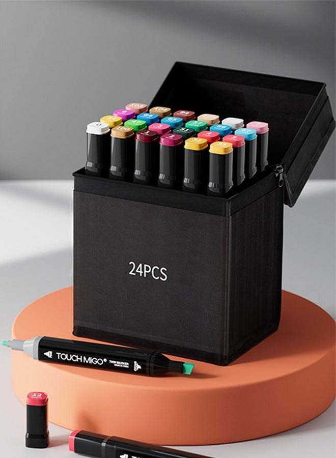 Generic 24 Colors Dual Tip Brush Fine Tip Markers, Art Kit Drawing Set with Art Case Coloring Set, Art Set for Kids, Kids Art Supplies for School, Gifts for Girls & Boys  - Image 3