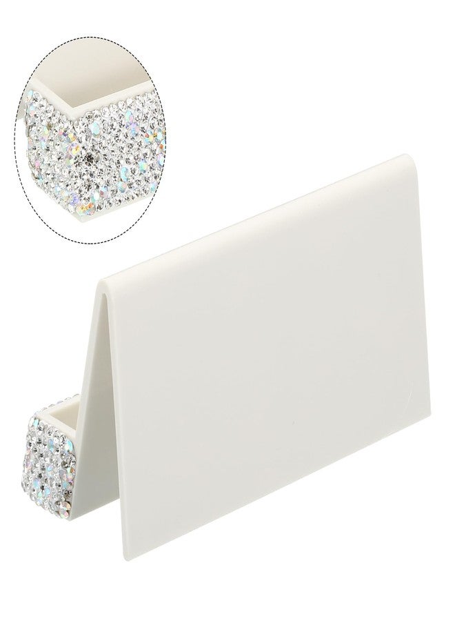 باتيكيل حامل بطاقات عمل باتيكيل للمكتب، حامل بطاقات عمل مرصع بأحجار الراين، منظم بطاقات كريستالي، عرض بطاقات للمكاتب والمعارض، فضي - Image 3