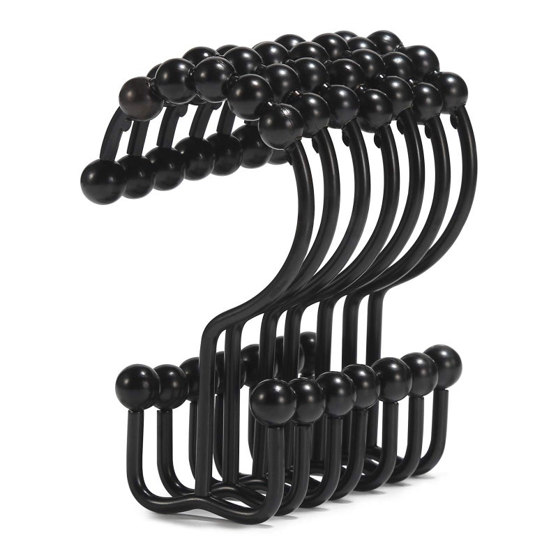 Shower Curtain Hooks Goowin Shower Curtain Rings Stainless Steel Black Shower Curtain Hooks Shower Curtain Rings Rust Proof Free Sliding Double Shower Hooks for Shower Curtain  Liners Black