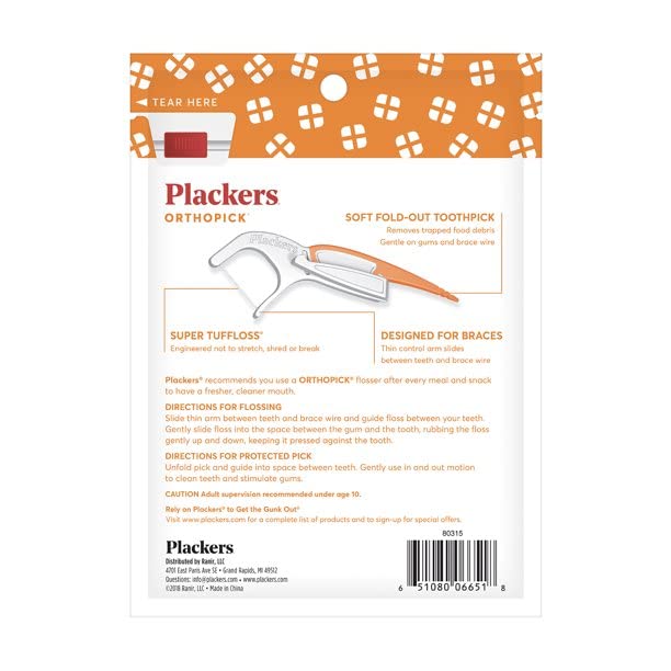 Plackers Orthopick Flosser for Braces, Pack of 2 (36 Flossers Each) - Image 2