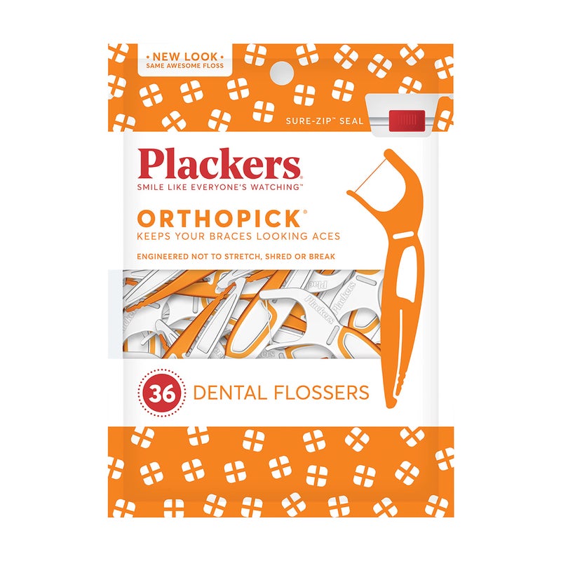 Plackers Orthopick Flosser for Braces, Pack of 2 (36 Flossers Each) - Image 1