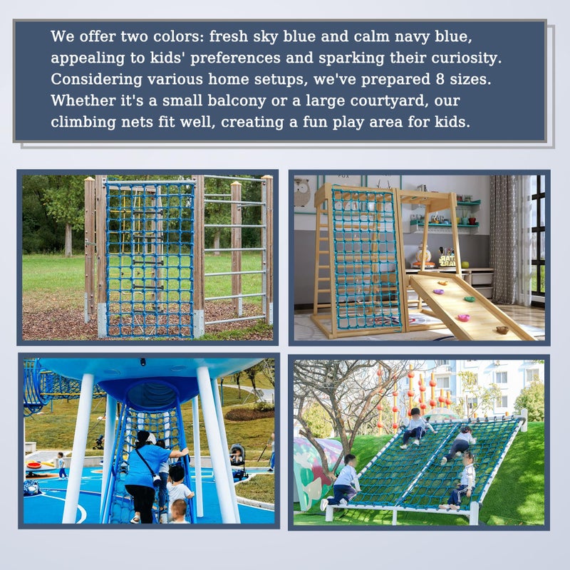 ANDEREW Upgraded Kids' Polyester Climbing Net, 8 Sizes, Heavy-Duty & Exquisite, Ideal for Indoor/Outdoor Playscapes - Treehouse, Gym, Balcony - Enhanced Safety (Sky Blue, 3ft x 6ft) - Image 5