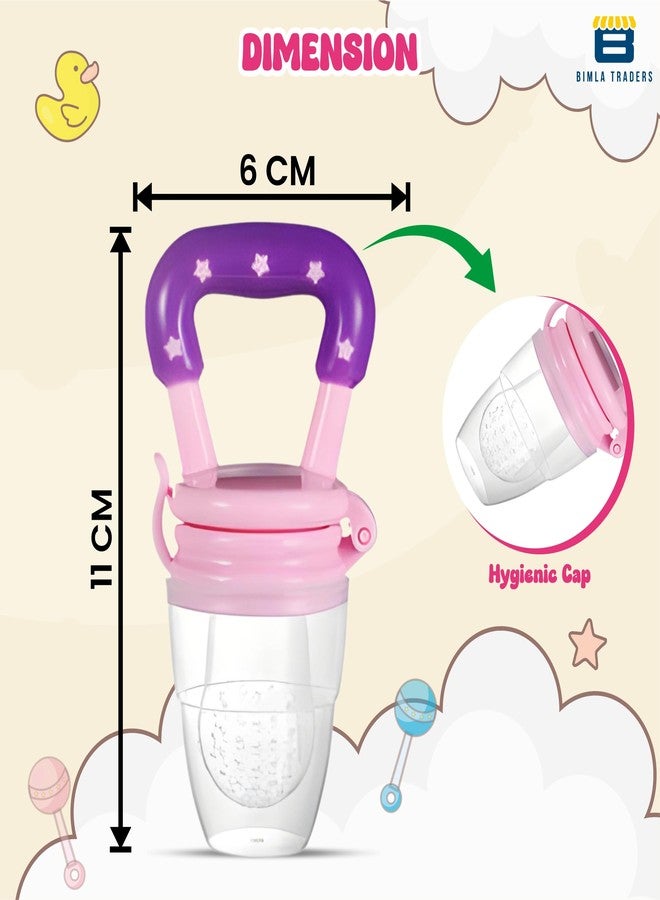 BTfash Baby Silicone Pacifier - Fruit & Food Feeder | Anti Choking Fruit Pacifier | BPA Free Soother | Soft Nibbler/Feeder with Extra Mesh for Newborn, Infants, Toddlers (Pink) - Image 3