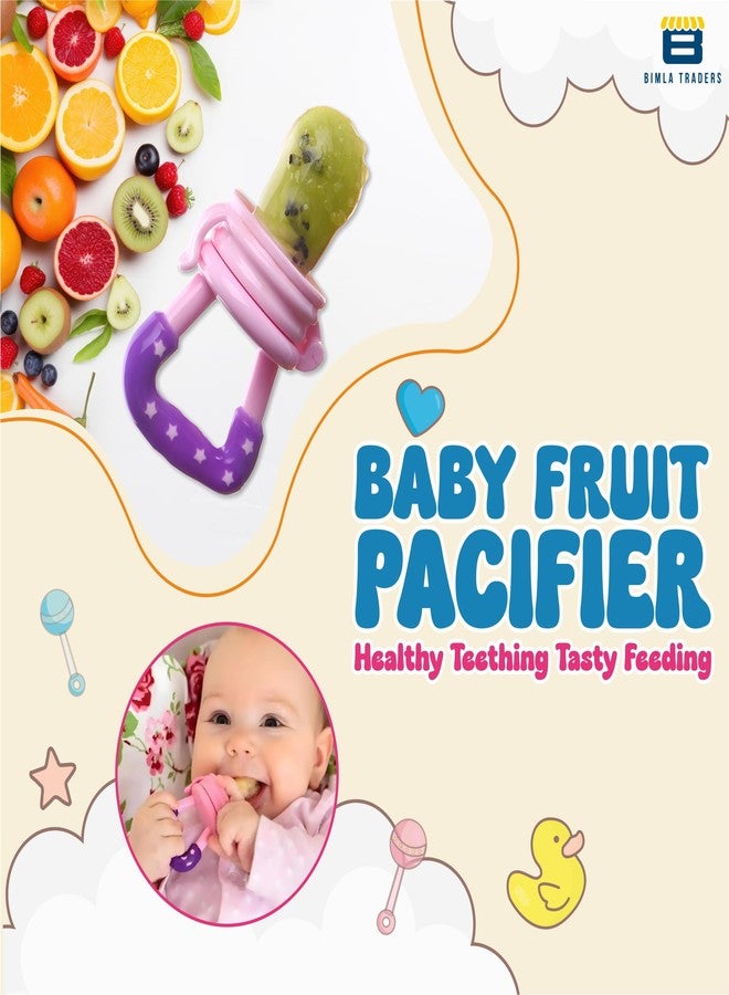 BTfash Baby Silicone Pacifier - Fruit & Food Feeder | Anti Choking Fruit Pacifier | BPA Free Soother | Soft Nibbler/Feeder with Extra Mesh for Newborn, Infants, Toddlers (Pink) - Image 2