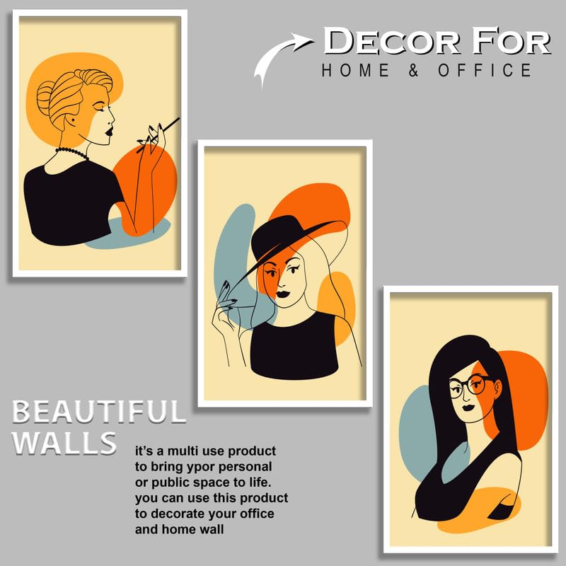 SAF SAF paintings Set of 3 Abstract model girl Boho modern art design Premium white Framed Bohemian wall painting for for Wall, Home and Living Room Decoration 80 cms x 34.29 cms COMBO-2151-K3A - Image 2