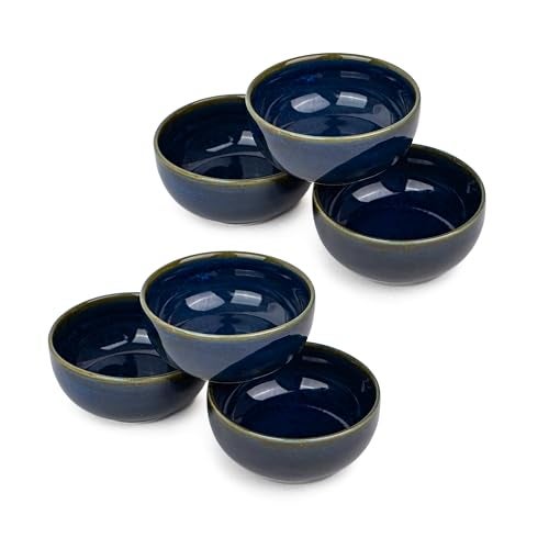 Shay Ceramic Veg Bowls Set of 6 for Dinner, 180ml, 6 Pieces - Blue Green | Katori Set of 6 | Glossy Finish | Porcelain | Ceramic Bowls Set of 6 | Dessert Bowl Set (Veg Bowl - Blue Green) - Image 1