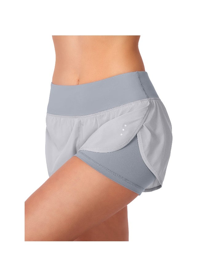 Shorts, Running Shorts, Women’s 2 in 1 Stretchy Breathable Shorts, Womens Athletic Shorts, Workout Athletic Gym Yoga Shorts for Women with Phone Pockets (L)