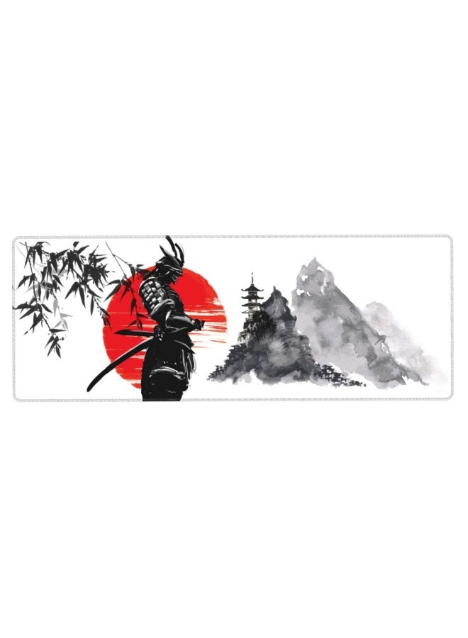 SYOSI Extended Gaming Mouse Pad, 31.5x11.8 Inch Large Mouse Mat Desk Pad with 3mm Non-Slip Rubber Base and Stitched Edge, Japanese Samurai Gaming Mouse Pad for Work, Game, Office, Home - Image 2