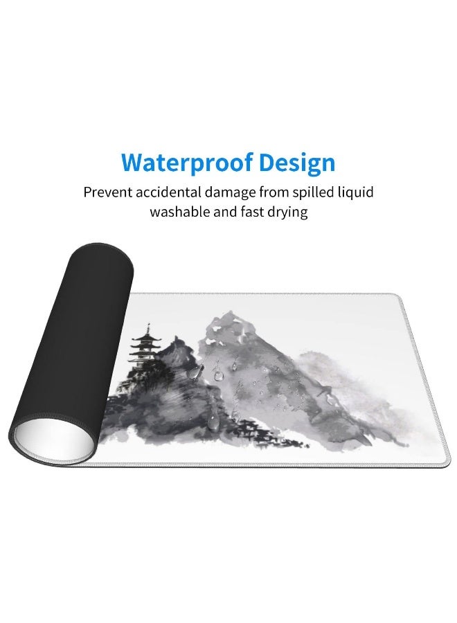 SYOSI Extended Gaming Mouse Pad, 31.5x11.8 Inch Large Mouse Mat Desk Pad with 3mm Non-Slip Rubber Base and Stitched Edge, Japanese Samurai Gaming Mouse Pad for Work, Game, Office, Home - Image 5