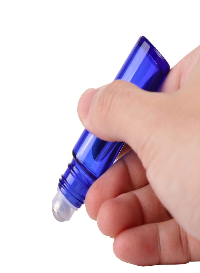 inice 100 Pack,10ml Roller Bottles for Essential Oils Cobalt Blue Thick Glass Stainless Steel Roll On Ball Bottles - Image 5